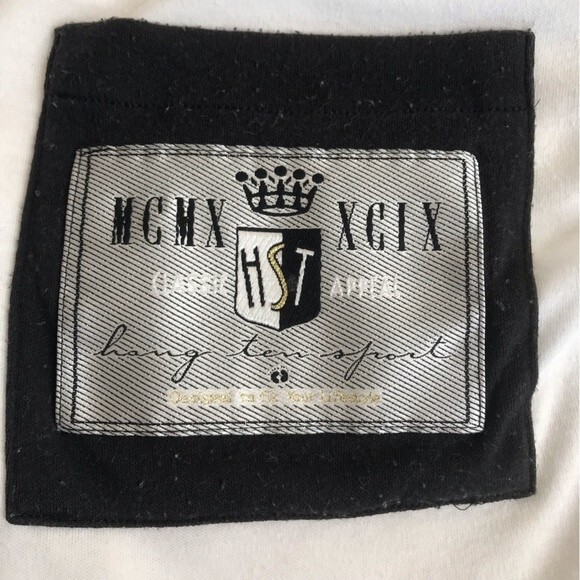 Vintage Hang Ten Long Sleeve Polo Style Black White Pullover Surf Skate Small - Picture 3 of 11